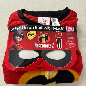 Disney Red Incredibles 2 Women's Union Suit with Mask pajama set